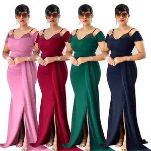Stok limano harga pabrik gaun Suspender terbaru pola gaun pengiring pengantin warna persik Afrika