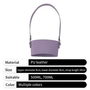 Wholesale Leather Tumbler Sleeve Custom Printed Portable Mini Small Adjustable <b>Glass</b> <b>Cup</b> Holder for Women - Product Image 4