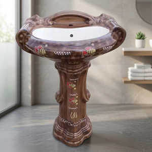 Lavabo de Pedestal de Superficie Sólida con Forma Antigua, Lavabo Independiente para Baño, Artículos Sanitarios para Hotel - Product Image 3