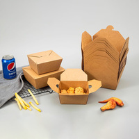 Boîte d'emballage alimentaire jetable en papier kraft épais, recyclable, de haute qualité, imperméable et résistante à l'huile, pour la vente en gros