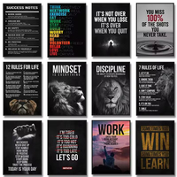 Poster Kutipan Inspiratif Sukses Lukisan Minyak Singa di Atas Kanvas untuk Dekorasi Dinding Ruang Seni Rumah Kantor
