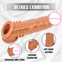 Dildo Negro Funda Alargadora de Silicona Arnés con Dildo Modelo de Silicona Xxxlx Juguetes Sexuales para Hombre Condón de Silicona Juguetes Sexy para Adultos