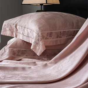 Lyocell Algodão Jacquard Rosa Cama Equipado & Folha Plana Designer Pillow Shams Fronhas Conjunto De Cama - Product Image 5
