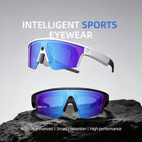 Gafas Inteligentes Multifuncionales con Marco Blanco y Lentes de Espejo Azul Hielo, con Reducción de Ruido para Deportes al Aire Libre, Conducción y Grabación