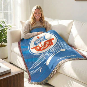 Couverture en polaire tissée personnalisée pour équipe sportive, souvenir, <span class=keywords><strong>tapisserie</strong></span> avec logo d'usine, cadeau promotionnel pour équipe de football - Product Image 1