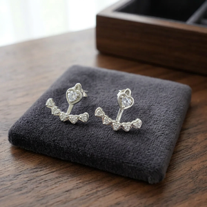 Boucles d'oreilles pendantes en forme de cœur en argent 925 plaqué or rose tendance avec zircone cubique - Product Image 1