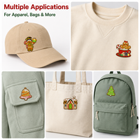 En stock : Patchs de Noël mignons, broderies variées, badges Bonhomme en pain d'épices et étiquettes Maison de neige pour pulls de Noël personnalisés, vente en gros