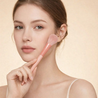 Ensemble de pinceaux de maquillage vegan personnalisés à marque privée, manche rose mat, multifonctionnels, adaptés aux voyages, pour cadeau de vacances