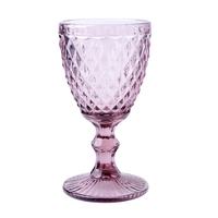 Verres à vin rétro en verre de 17 cm, motif diamant, 320 ml, couleurs unies, logo personnalisé, pour mariage, décoratifs, fabriqués à la machine, vente en gros