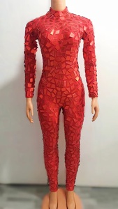 <strong>Red</strong> Mirror <strong>Jumpsuit</strong> <strong>Sequin</strong> Bodysuits Show Wear Club Pole Dance Leotard Plus Size Bodycon Romper Women Party One Piece <strong>Jumpsuits</strong> - Product Image 3