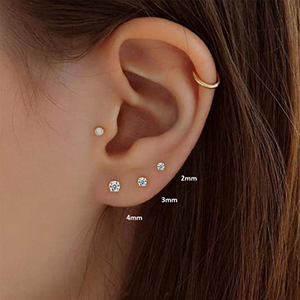 Juego de Aretes Clásicos CANNER de Plata de Ley S925 con Circonita Cúbica, Hipoalergénicos, 3 Piezas, Aretes Bonitos con Baño de Oro - Product Image 3