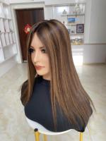 Penjualan paling laris ujung rambut Eropa untuk wanita dalam warna hitam coklat atasan rambut manusia berventilasi untuk wanita siap kirim