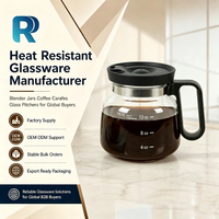 Carafe à café en verre borosilicate résistant à la chaleur de 473 ml (16 oz) avec couvercle, Jarra de Cafe Repuesto