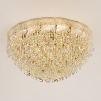 Lustre de plafond en cristal de luxe moderne avec abat-jour en verre faits à la main pour salon, chambre à coucher, hall d'hôtel