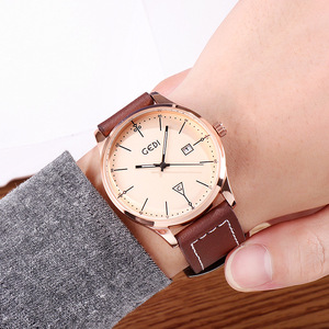 Mens Quartz <b>Watch</b> Stainless Steel Case Leather Strap Analog Date Display Minimalist Business Style 38mm - Product Image 4