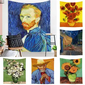 Thẩm mỹ hoa sơn dầu tùy chỉnh 100% polyester Thảm trang trí tường treo Van Gogh tấm thảm