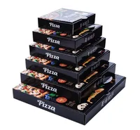 Individuelle Pizzakartons mit Logo, Wellpappe, Schwarz, zum Mitnehmen
