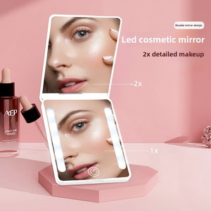 Espejo de Maquillaje LED Portátil Plegable, Tres Colores Ajustables, Espejo de Viaje de Bolsillo, Espejo de Vanidad Recargable, Regalo <span class=keywords><strong>para</strong></span> Mujer - Product Image 2