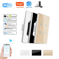 Interrupteur tactile intelligent WiFi Tuya 1/2/3/4 voies avec cadre métallique et panneau en verre trempé, compatible Tuya Alexa Google Home