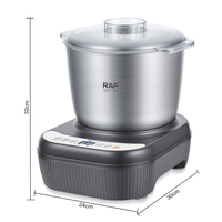 Batidora de Masa RAF R.60005 de 7.0L, 220W, Control Numérico Inteligente, Temporizador de 90 Minutos, Tazón de Acero Inoxidable para Mezclar y Batir en la Cocina