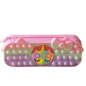 Popit – trousse à crayons en Silicone, sac d'école pour enfants, papeterie, mignon, licorne, trousse à crayons pour filles, vente en gros