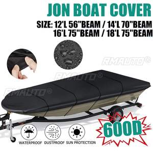 Housse de bateau Jon 12' 14' 16' 18' résistante au vent, imperméable, remorquable, robuste, protection anti-UV pour l'extérieur - Product Image 1