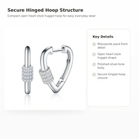 Boucles d'oreilles créoles larges personnalisées en argent sterling 925 avec pavé de moissanite, bijoux fins S925 pour femmes
