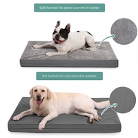 Tapis de lit réversible pour chien avec surface en flanelle et PVC, rembourrage en mousse, housse amovible et lavable, résistant à l'eau et aux morsures, toutes saisons