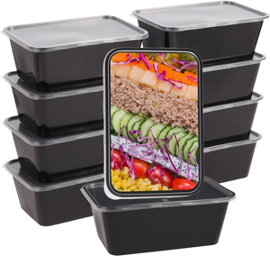 Hot Selling 500ml 650ml 1000ml Clear Black Rectangular PP Food Box, Disposable Microwaveable Plastic Food <b>Containers</b> - Product Image 3