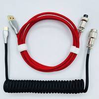 Aflion OEM Custom USB Type C Paracord Gx12 Tab Coil Coiled Mechanical Keyboard Cable With Aviator Connector