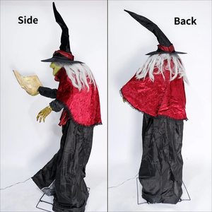 Decorazione di Halloween con Strega Animatronica Spaventosa e in Movimento, Statua di Strega con Mani che Spostano il Libro, Attivata dal Movimento, per Decorazioni di Case Infestate e Feste - Product Image 3