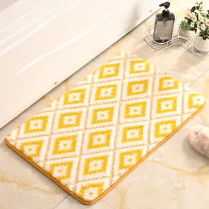 Quick Dry PVC Microfiber Absorbent Mat Non Slip Micro Polyester Tufted Bathmats Rug Knitted Fabric Lozenge Effect Bath Mat
