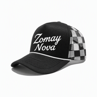 Casquette Trucker 5 Panneaux avec Maille à Carreaux et Corde Blanche, Fabrication BSCI pour Grossistes, Style Rétro, Service OEM, Faible MOQ