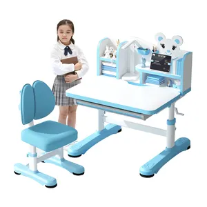 Modern Height Adjustable Children Learning Desk Home Wooden Ergonomic Kids Study Table And Chair