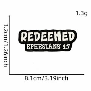 Nouvelle broderie thermocollante simple noir et blanc avec les mots 'Choisie', 'Rédigérée', 'Foi' pour la décoration de vêtements et de sacs à dos - Product Image 3