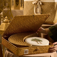 Boîte de rangement et d'emballage personnalisée en tissu brodé, forme croissant, pour desserts, pâtisseries, dattes et chocolats, qualité alimentaire, pour l'Aïd