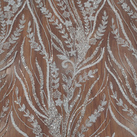 Le plus populaire blanc mariée broderie perlée dentelle tissu perles africaines paillettes perlé dentelle tissu de luxe pour les mariages 105cm