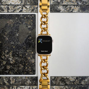 Bracelet de montre intelligente pour femme en acier inoxydable plaqué or 18 carats, 22 mm, boucle déployante, compatible avec la montre - Product Image 3