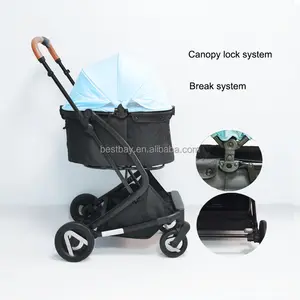 Luxury Auto Folding Portable Lightweight Cat Dog Stroller With Water Repellent Oxford Fabric And Removable Canopy Pet Pram