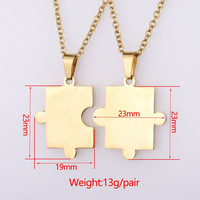 Kalung Puzzle Custom SongYi dengan Ukiran, Kalung Pasangan Persahabatan yang Dipersonalisasi untuk Hadiah