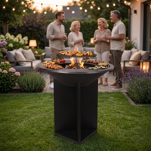 <span class=keywords><strong>Plancha</strong></span> de jardin en acier au carbone pour barbecue, chauffée au bois, avec rangement pour bois – Vente en gros usine - Product Image 5