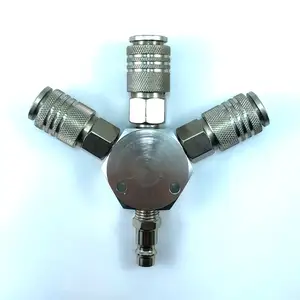 3-Way Snelkoppeling 1/4 ''Npt Connector Luchtslang Koppeling Pneumatische Gereedschap Europese Amerikaanse Universele Stijl