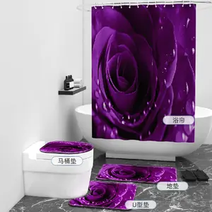 Digitaldruck Dusch vorhang Wasserdichtes Badezimmer-Set mit Dusch vorhang und Teppich
