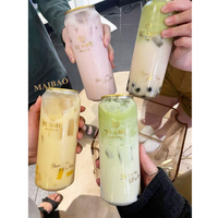 Bouteilles de café en plastique PET transparent Soda boisson énergisante molle canettes de boisson en plastique Boba emballage 8oz 16oz bouteilles en plastique avec bouchons
