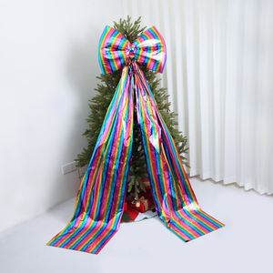 Grand nœud de Noël artisanal en plastique imprimé 4 couleurs, personnalisé avec votre marque, pour la décoration de la maison, du salon et des fêtes - Product Image 4
