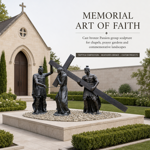Escultura de Bronce de las Estaciones del Vía Crucis con Acabado en Latón, Cristo y Soldados Romanos para Iglesia y Arte Conmemorativo - Product Image 5