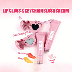 ชุดลิปและบลัชเ<span class=keywords><strong>ป</strong></span>ลี่ยนสี <span class=keywords><strong>ลิ</strong></span><span class=keywords><strong>ป</strong></span>กลอสเนื้อฉ่ำชุ่มชื้น พร้อมพวงกุญแจ  วีแกน น้ำมันโจโจบา ว่านหางจระเข้  รับผ<span class=keywords><strong>ลิ</strong></span>ตแบรนด์ส่วนตัว - Product Image 2