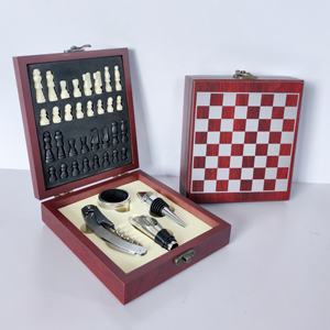 Venta Directa de Fábrica, Juego de Caja de Vino de Madera de Lujo Moderno con Tablero de Ajedrez Personalizado y Abridor de Metal, Precio de Fábrica para Fiestas en Bares - Product Image 3
