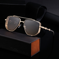 Lunettes de soleil carrées en métal de style steampunk vintage Partagas, avec logo personnalisé, protection UV400, pour hommes