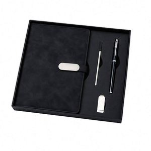 Wholesale Promotional A5 PU Leather Hardcover <b>Journal</b> Notebook for Gift Custom Diary Business Notebook Pen Set With USB Drive - Product Image 2